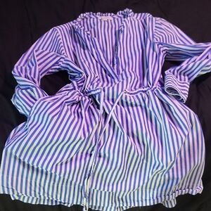 Blue and White Striped Dress